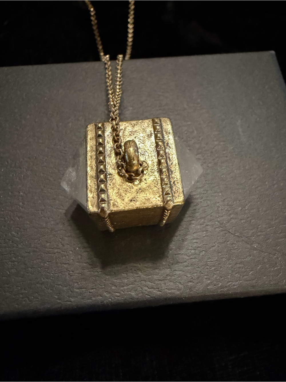 Gold Geometric Crystal Pendant Necklace - Women Jewelry